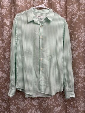 Sporty & Rich green and white button down